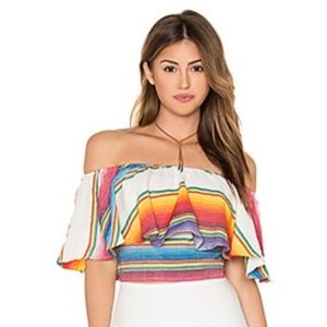 Stela 9 Ortiz Flounce top in rainbow Large NWOT